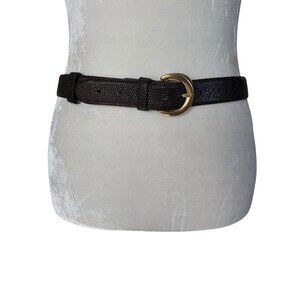 Donna Karan vintage brown genuine lizard adjustable belt women's size small